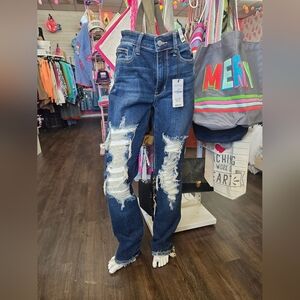 Judy Blue Distressed Dark Blue Jeans